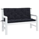 VidaXL Poduszki na ławkę ogrodową, 2 szt., czarne w kratę, 120x50x7 cm