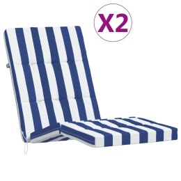 Poduszki na leżaki, 2 szt, niebiesko-białe pasy, tkanina Oxford Lumarko!