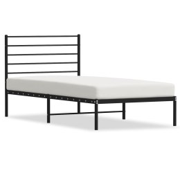 Metalowa rama łóżka z wezgłowiem, czarna, 75x190 cm Lumarko!