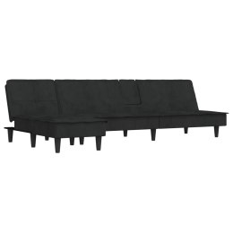 Sofa rozkładana L, czarna, 255x140x70 cm, aksamit Lumarko!