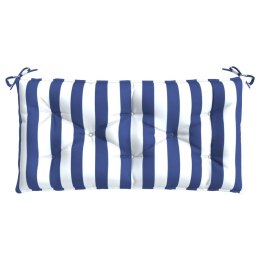 VidaXL Poduszka na ławkę ogrodową, niebiesko-białe paski, 110x50x7 cm