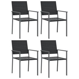VidaXL Krzesła ogrodowe, 4 szt., czarne, 54x62,5x89 cm, polirattan