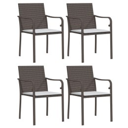 VidaXL Krzesła ogrodowe z poduszkami, 4 szt., brązowe, 56x59x84 cm