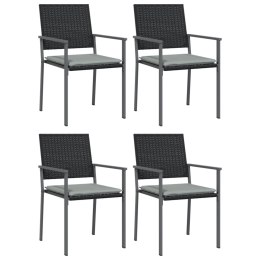 VidaXL Krzesła ogrodowe z poduszkami, 4 szt., czarne, 54x62,5x89 cm