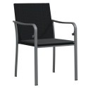 VidaXL Krzesła ogrodowe z poduszkami, 4 szt., czarne, 56x59x84 cm