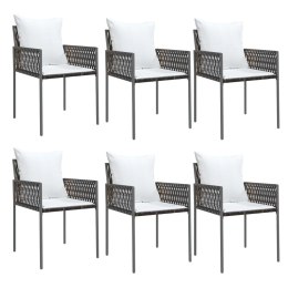 VidaXL Krzesła ogrodowe z poduszkami, 6 szt., brązowe, 54x61x83 cm