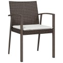 VidaXL Krzesła ogrodowe z poduszkami, 6 szt., brązowe, 56,5x57x83 cm