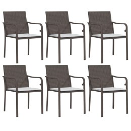 VidaXL Krzesła ogrodowe z poduszkami, 6 szt., brązowe, 56x59x84 cm