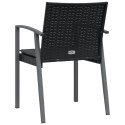 VidaXL Krzesła ogrodowe z poduszkami, 6 szt., czarne, 56,5x57x83 cm