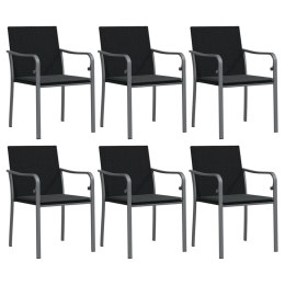 VidaXL Krzesła ogrodowe z poduszkami, 6 szt., czarne, 56x59x84 cm