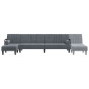 Sofa rozkładana L, ciemnoszara, 260x140x70 cm, aksamit Lumarko!