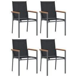Krzesła ogrodowe, 4 szt, czarne, 55x61,5x90cm, textilene i stal Lumarko!