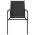 Krzesła ogrodowe, 4 szt, czarne, 55x61,5x90cm, textilene i stal Lumarko!