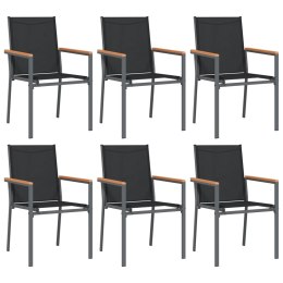 VidaXL Krzesła ogrodowe, 6 szt, czarne, 55x61,5x90cm, textilene i stal