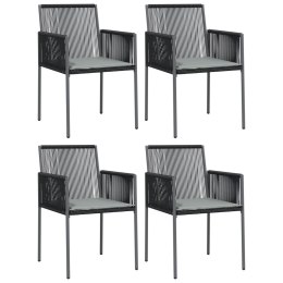 VidaXL Krzesła ogrodowe z poduszkami, 4 szt., czarne, 54x60,5x83,5 cm