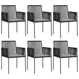 VidaXL Krzesła ogrodowe z poduszkami, 6 szt., czarne, 54x60,5x83,5 cm