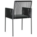 VidaXL Krzesła ogrodowe z poduszkami, 6 szt., czarne, 54x60,5x83,5 cm