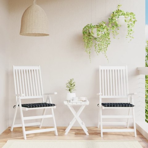 VidaXL Poduszki na krzesła ogrodowe, 2 szt, czarne w kratę, 40x40x3 cm