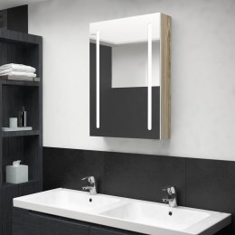Szafka łazienkowa z lustrem i LED, biało-dębowa, 50x13x70 cm Lumarko!