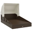 Leżak ze składanym dachem, brązowy, 200x114x128 cm, polirattan Lumarko!