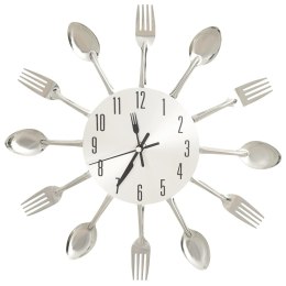 Zegar ścienny z łyżek i widelców, srebrny, 31 cm, aluminium Lumarko!