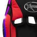 VidaXL Fotel dla gracza z RGB LED, czerwono-czarny, sztuczna skóra
