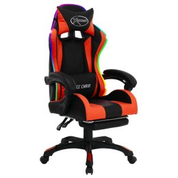 VidaXL Fotel dla gracza z RGB LED, pomarańczowo-czarny, sztuczna skóra