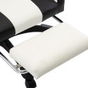Fotel dla gracza, z podnóżkiem, czarno-biały, sztuczna skóra Lumarko!