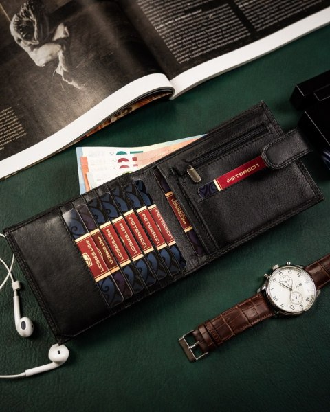 Duży, skórzany portfel męski na karty — Peterson Lumarko!