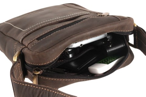 Skórzana torba męska z długim paskiem na ramię — Always Wild Lumarko!