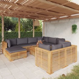 VidaXL 10-cz. zestaw wypoczynkowy do ogrodu, poduszki, drewno tekowe