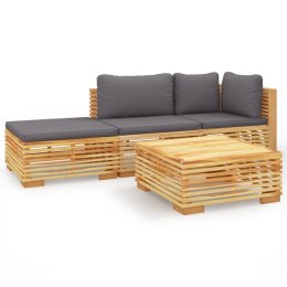 VidaXL 4-cz. zestaw wypoczynkowy do ogrodu, poduszki, drewno tekowe