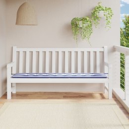 VidaXL Poduszka na ławkę ogrodową, niebiesko-białe paski, 200x50x3 cm