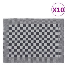 VidaXL Ręczniki kuchenne, 10 szt., czarno-białe, 50x70 cm, bawełna