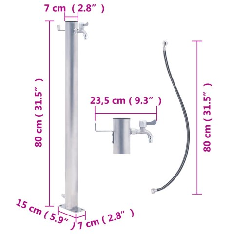 VidaXL Kran ogrodowy na okrągłym słupku, 80 cm, stal nierdzewna
