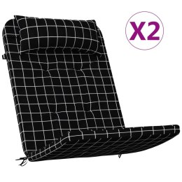 Poduszki na krzesła Adirondack, 2 szt., czarne w kratę, tkanina Lumarko!