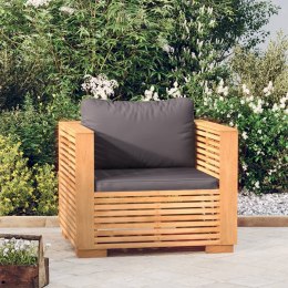 VidaXL Siedzisko ogrodowe z ciemnoszarymi poduszkami, drewno tekowe