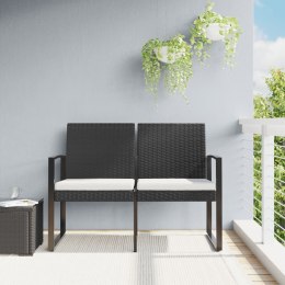 VidaXL 2-osobowa ławka ogrodowa z poduszkami, czarna, rattan PP