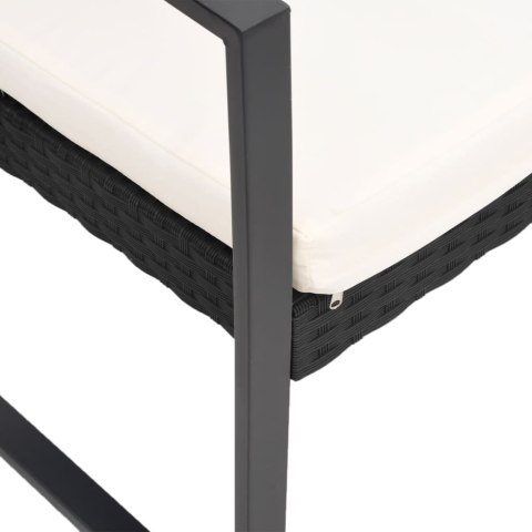 VidaXL 3-cz. zestaw mebli ogrodowych z poduszkami, czarny, rattan PP