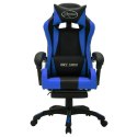 VidaXL Fotel dla gracza z RGB LED, niebiesko-czarny, sztuczna skóra