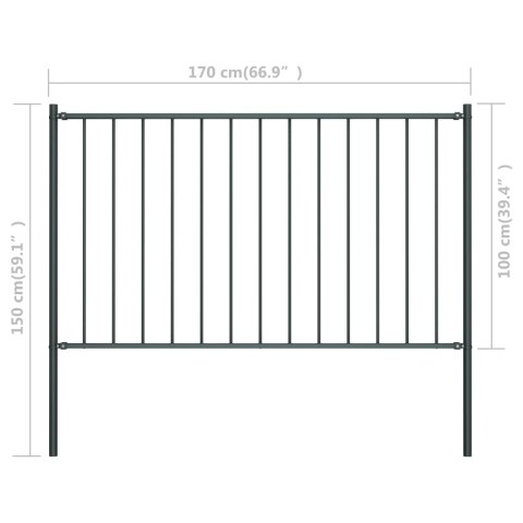 VidaXL Panel ogrodzeniowy ze słupkami, kryta proszkowo stal, 1,7x1 m