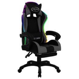 VidaXL Fotel dla gracza z RGB LED, szaro-czarny, sztuczna skóra