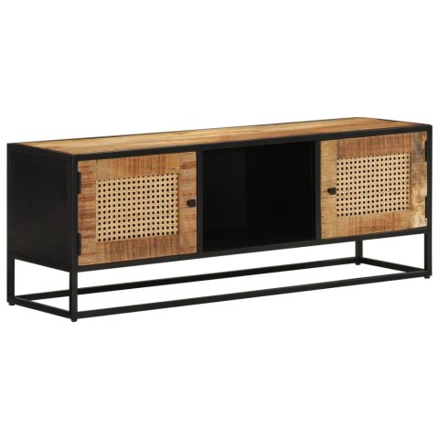 Szafka pod TV, 110x30x40 cm, surowe drewno mango i żelazo