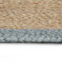 Ręcznie wykonany dywanik, juta, oliwkowozielona krawędź, 90 cm
