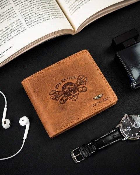 Portfel męski bez zapięcia ze skóry nubukowej — Peterson Lumarko!