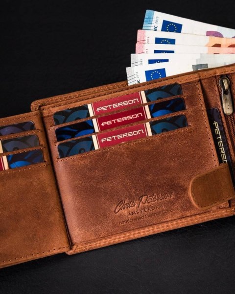 Portfel męski bez zapięcia ze skóry nubukowej — Peterson Lumarko!