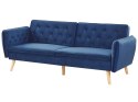 Sofa rozkładana welurowa ciemnoniebieska BARDU Lumarko!