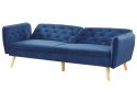 Sofa rozkładana welurowa ciemnoniebieska BARDU Lumarko!