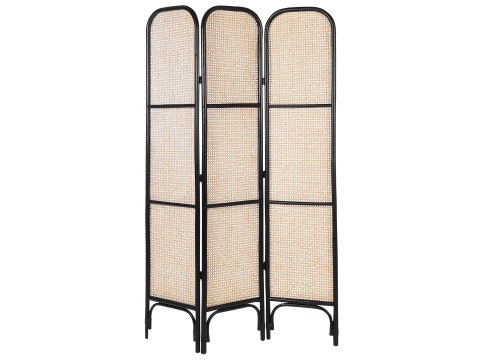 3-panelowy składany parawan pokojowy rattanowy 105 x 180 cm naturalny z czarnym POTENZA