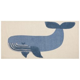 Dywan dziecięcy bawełniany motyw wieloryba 80 x 150 cm beżowo-niebieski SELAI Lumarko!